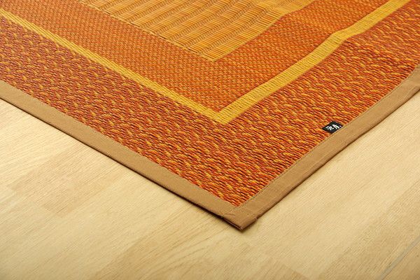 い草 花ござ ラグマット/絨毯 ワイン 江戸間3畳 約174×261cm 日本製 抗菌 防臭 消臭 調湿 モダン 耐久性 〔リビング〕代引NG