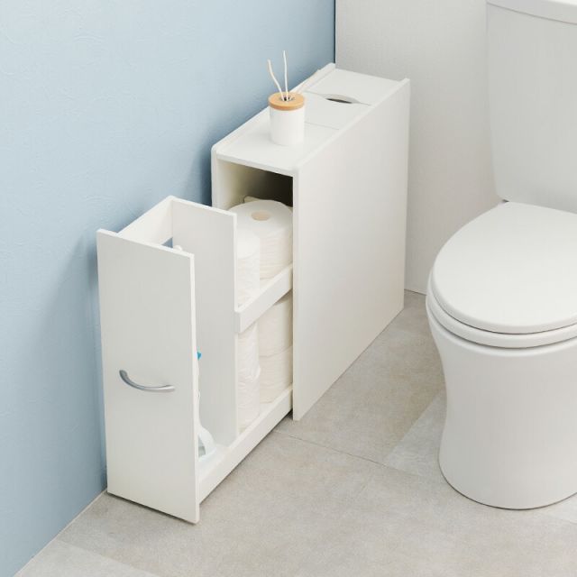 完成品 コストコ対応 スリムトイレラック 幅19cm 高さ58.5cm(キャスターつき コストコ トイレットペーパー トイレ収納 隙間収納 トイレ用品 ラック)