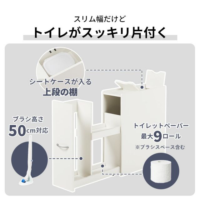 完成品 コストコ対応 スリムトイレラック 幅19cm 高さ58.5cm(キャスターつき コストコ トイレットペーパー トイレ収納 隙間収納 トイレ用品 ラック)