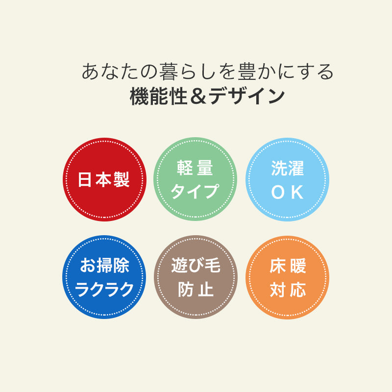 日本製 床暖 ホットカーペット対応 ラグマット お掃除 らくらくショートパイル 洗えるグラデーションラグ 130×180cm / 180×180cm / 180×240cm