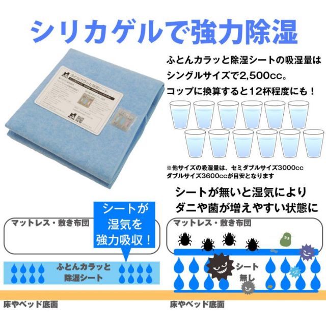 スーパSALE10倍&4時間限定10%OFF 除湿シート 湿気取りシート ふとんカラッと除湿シート シングルサイズ シリカゲル 吸湿 洗える 抗菌 防臭 防ダニ