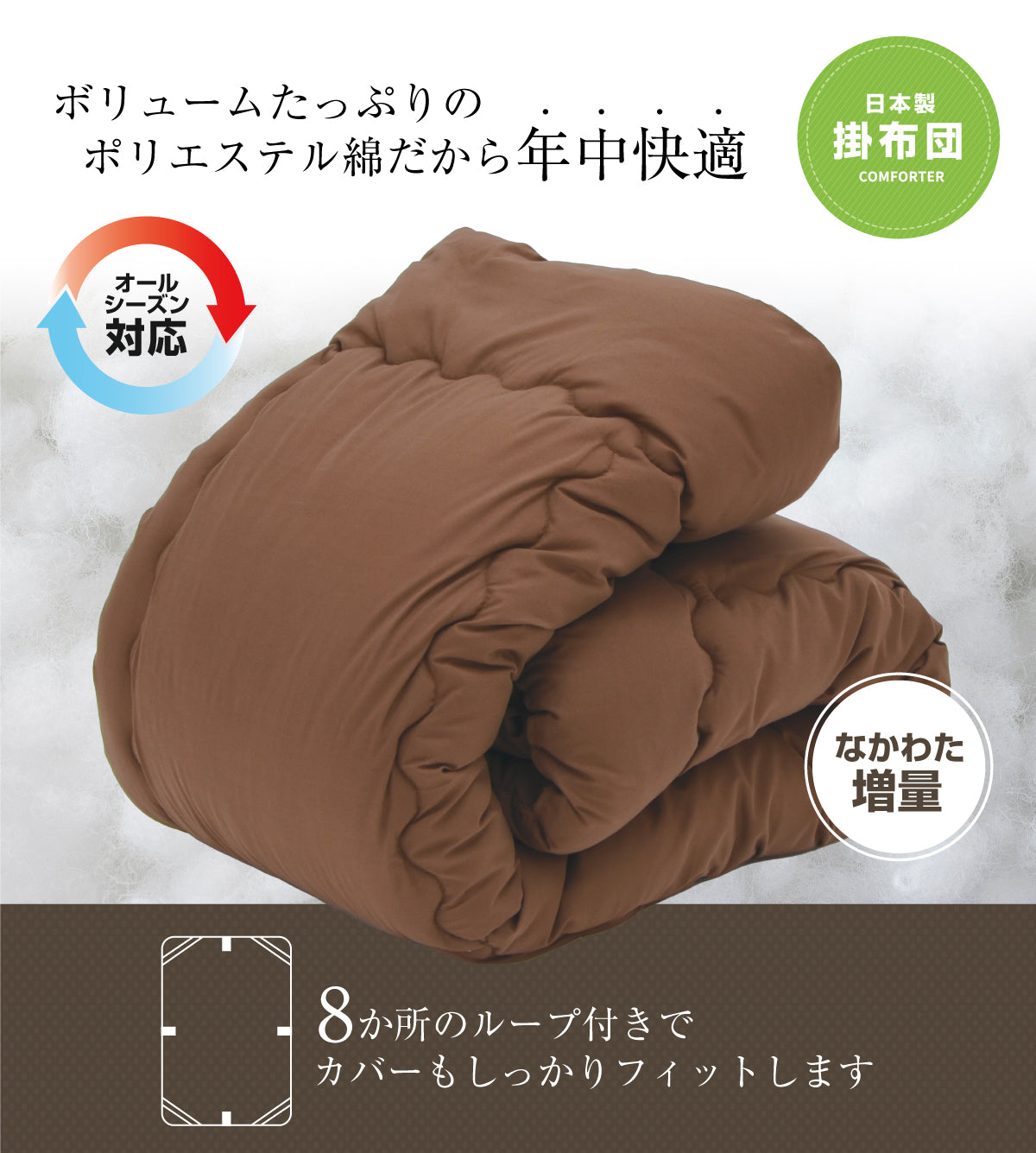日本製布団セット 寝具セット(シングル・セミダブル・ダブル)ボリューム掛布団 3層式敷き布団 低反発チップ入り枕 ふとんカバーセット 除湿シート 敷パッド 収納袋入り