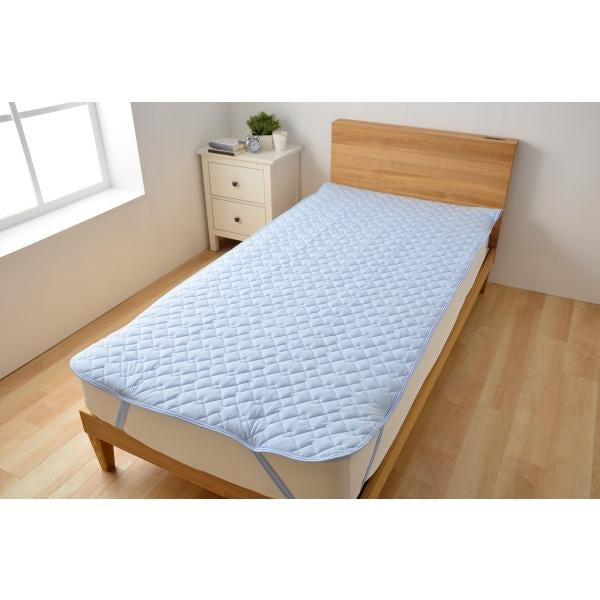 MITAS 接触冷感 綿COOL敷きパッド ダブル 140x205cm Q-max 0.3 ひんやり 洗える 熱帯夜対策 熱中症対策 節電 ドライコットン