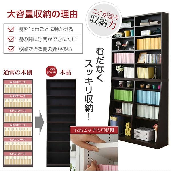 本棚 薄型 90幅 文庫本 ラック 壁面収納 収納家具 本収納 文庫本 漫画 CD DVD スリム 1cmピッチ 大収納ラック 木製