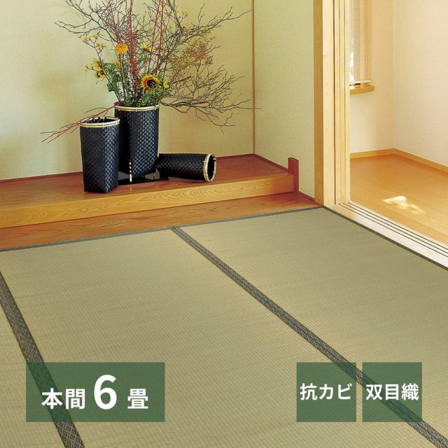 スーパSALE10倍＆4時間限定10％OFF い草上敷 柳川 (やながわ) 本間 6帖 6畳 双目織 お手頃 リーズナブル 畳の保護 いぐさ　たたみ