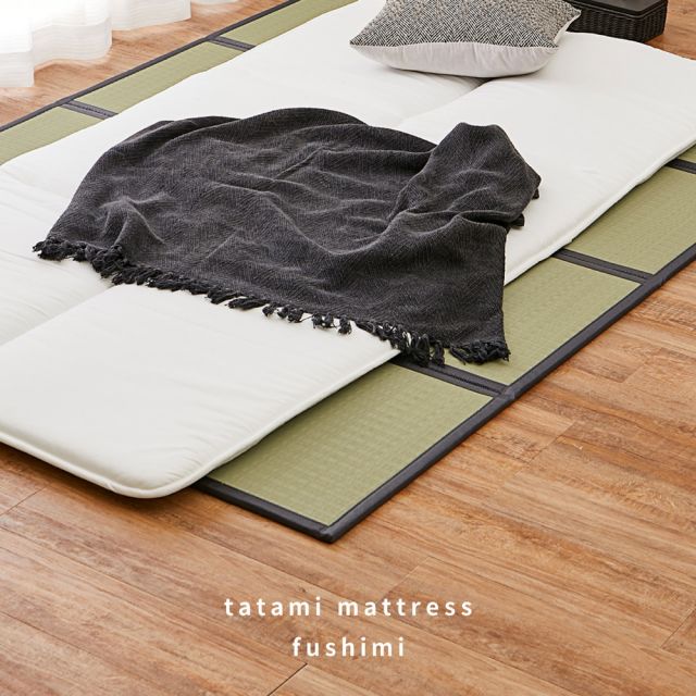 スーパSALE10倍＆4時間限定10％OFF 水拭きOK 4つ折り 畳マットレス 伏見 D ダブル 約140×200×1.1cm 折りたたみ 折り畳み い草風 布団の下 置き畳 無地 軽量 いぐさ　たたみ