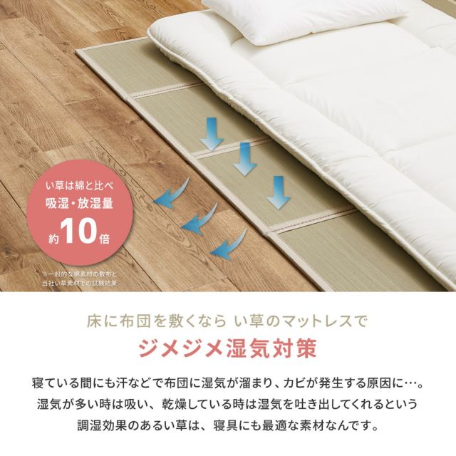 スーパSALE10倍＆4時間限定10％OFF 4つ折り 畳マットレス 貴船 D ダブル 約140×200×1.1cm 折りたたみ 折り畳み い草マットレス 置き畳 布団の下 いぐさ　たたみ