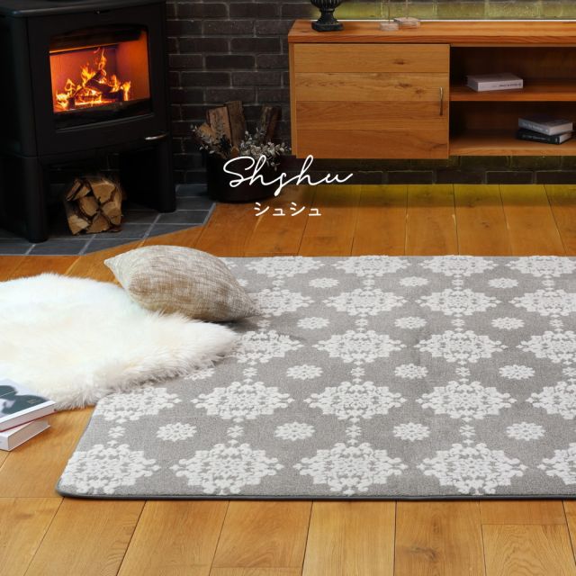 スーパSALE10倍＆4時間限定10％OFF ふっくらラグ シュシュ 約200×240cm ウレタン入り フランネル ジャガード織 姫系 ホットカーペットカバー いぐさ　たたみ