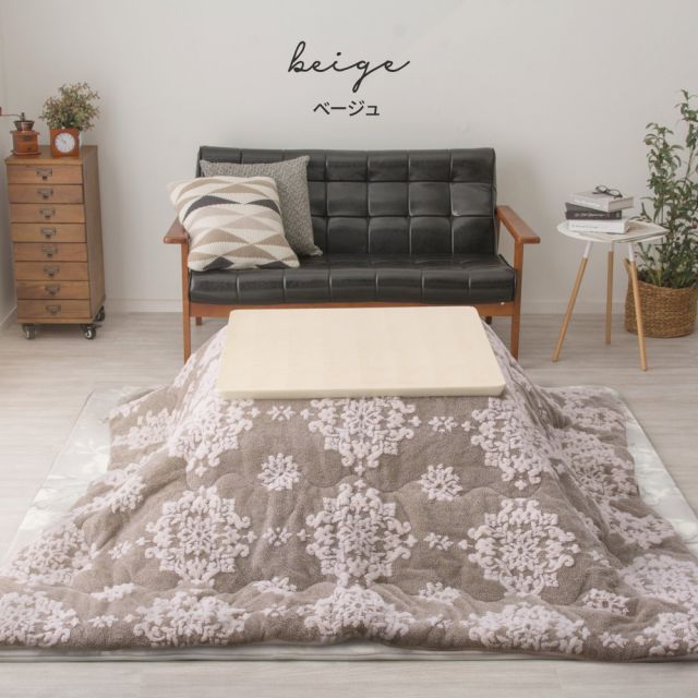 スーパSALE10倍＆4時間限定10％OFF こたつ布団 シュシュ 約190×290cm 長方形 フランネル ジャガード織 姫系 薄掛け こたつ掛け布団 いぐさ　たたみ