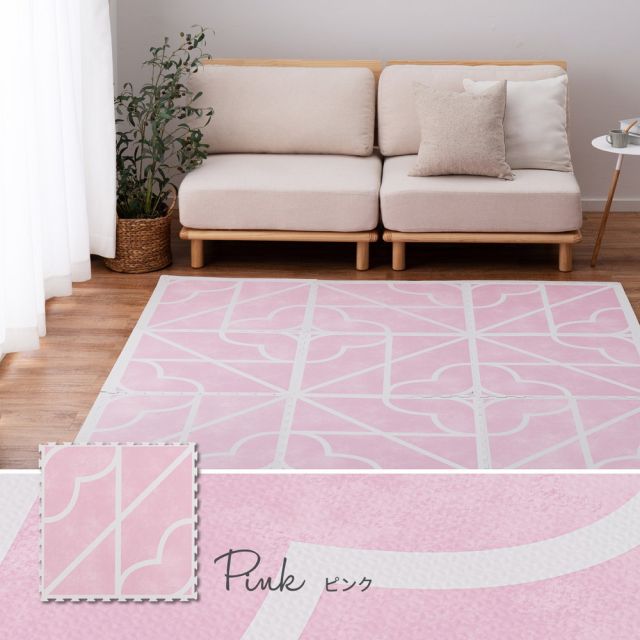 スーパSALE10倍＆4時間限定10％OFF おしゃれなレトロデザイン ジョイントマット キュロス 約60×60cm 大判 9枚入り 水洗いOK サイドパーツ付き ホットカーペット対応 床暖房対応 防音対策 いぐさ　たたみ
