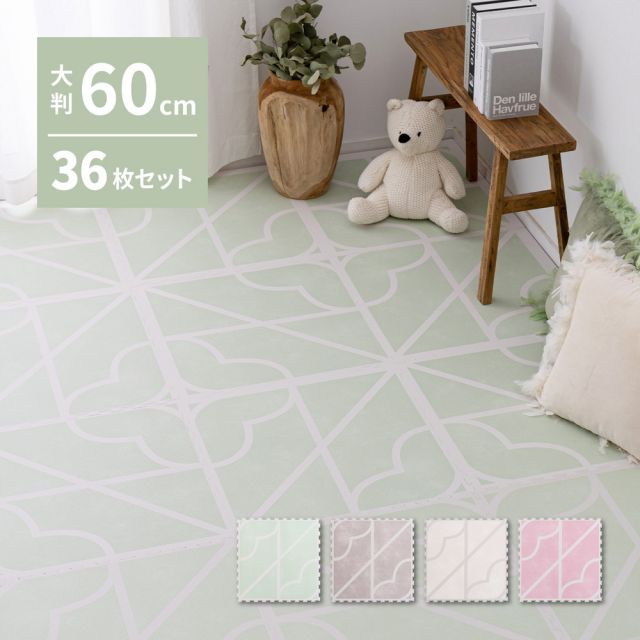 スーパSALE10倍＆4時間限定10％OFF おしゃれなレトロデザイン ジョイントマット キュロス 約60×60cm 大判 36枚入り 水洗いOK サイドパーツ付き ホットカーペット対応 床暖房対応 防音対策 いぐさ　たたみ