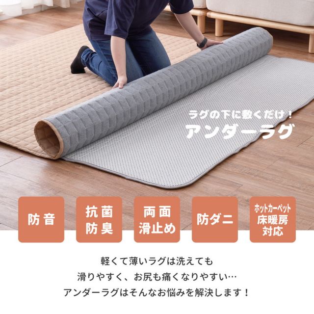 スーパSALE10倍＆4時間限定10％OFF アンダーラグ 約170×230cm 両面 滑り止め付き ウレタン入り 防音 防ダニ 抗菌防臭 いぐさ　たたみ
