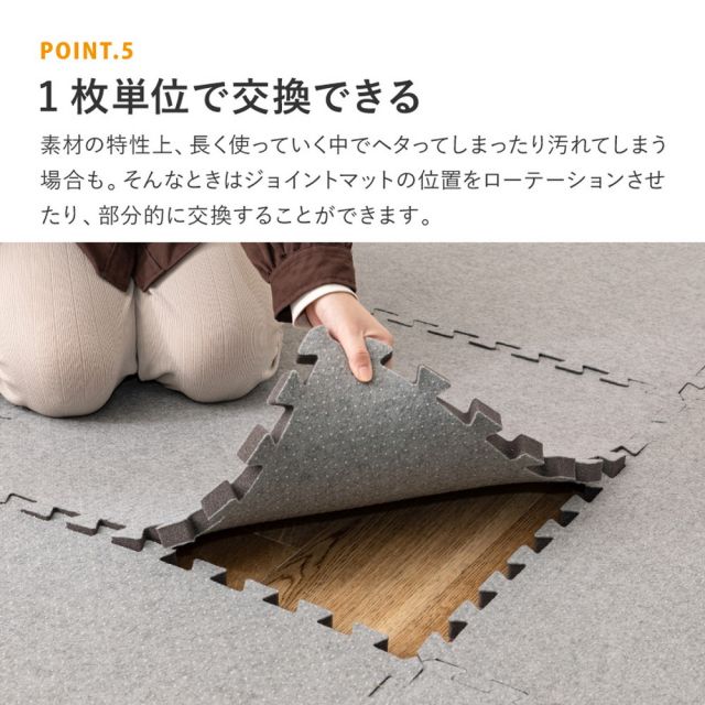 9枚セットジョイントアンダーラグ 厚み増し太郎 アツマシ 約61×61cm ラグの下に敷くマット ジョイントマット ジョイント式 下敷き 防音 滑り止め ふかふか 厚手 低反発 いぐさ　たたみ