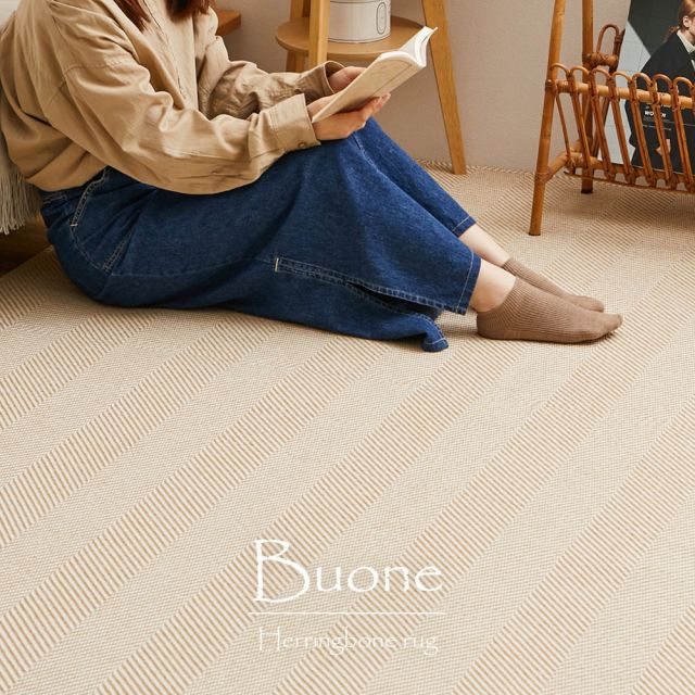 スーパSALE10倍＆4時間限定10％OFF 洗える ヘリンボンラグ ボーナ 約230×230cm ヘリンボーン 手洗い 滑り止め付き オールシーズン いぐさ　たたみ