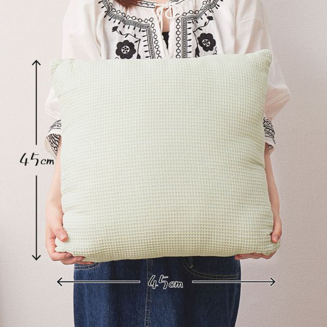 スーパSALE10倍＆4時間限定10％OFF インド綿 背当てクッション ケティ 約45×45cm ふっくら ワッフル生地 コットン100％ いぐさ　たたみ