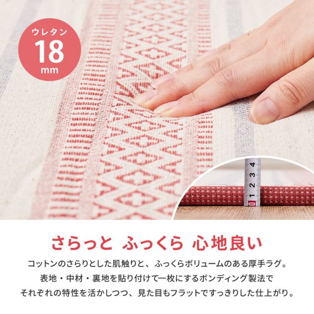 スーパSALE10倍＆4時間限定10％OFF インド綿ラグ テラ 約63×170cm ふっくら 厚手 防音 ボンディング マット いぐさ　たたみ