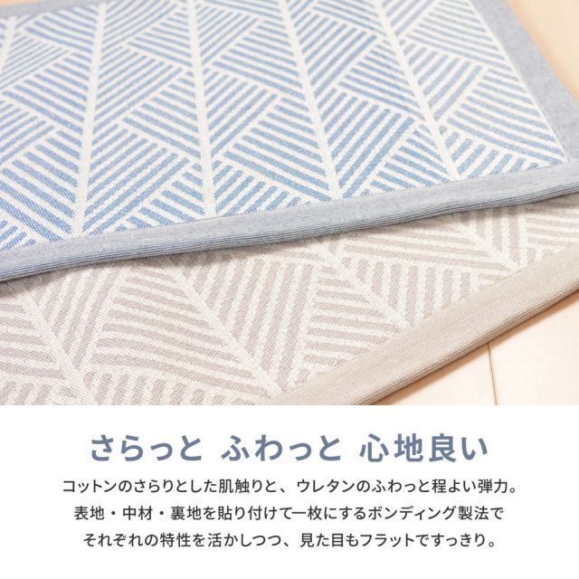 インド綿マット クラック 約50×80cm 洗濯機で洗える ボンディング 玄関マット 滑り止め付き いぐさ　たたみ