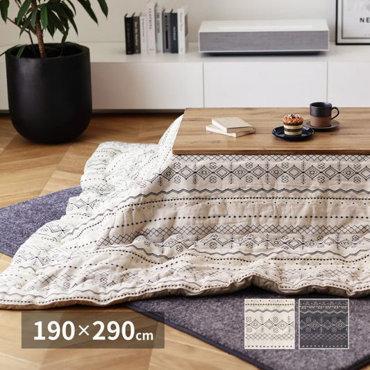 スーパSALE10倍＆4時間限定10％OFF こたつ布団 ジラル 約190×290cm 長方形 ジャガード織 デニム インド綿 カジュアル こたつ掛け布団 いぐさ　たたみ