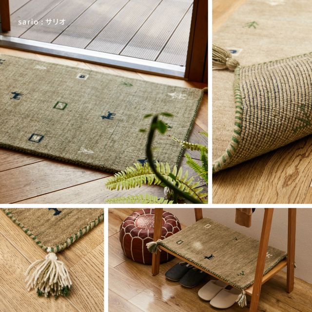 スーパSALE10倍＆4時間限定10％OFF ギャッベ チェアパッド LORRI BUFF 約40×40cm ウール ギャベ GABBEH 羊毛 チェアマット 座布団サイズ いぐさ　たたみ