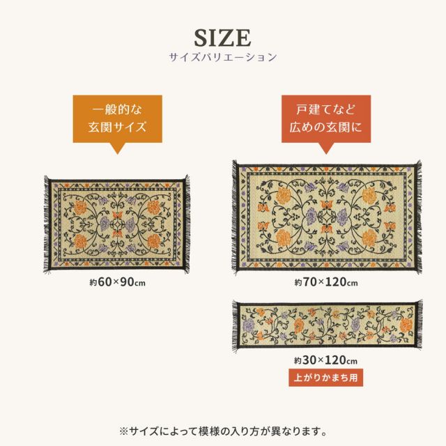 国産 い草 玄関マット イデア 約30×120cm 裏貼り 滑り止め加工 インテリアマット あがりかまち 上がり框 かまち用 花柄 いぐさ　たたみ