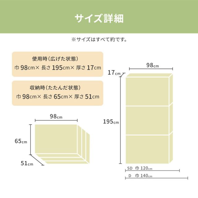 スーパSALE10倍＆4時間限定10％OFF 折りたたみ高反発マットレス 約98×195×17cm シングル S 3つ折り 厚手 ウレタン