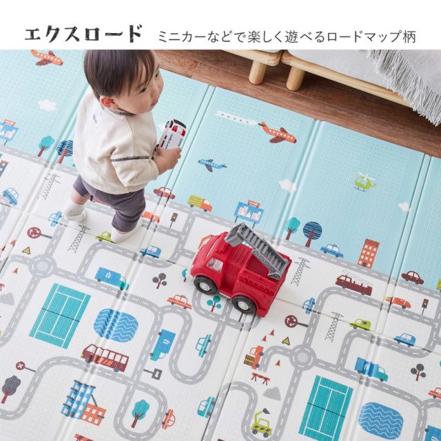 スーパSALE10倍＆4時間限定10％OFF 折りたたみ クッションプレイマット エクスシリーズ エクスロード エクスモロッコ 約118×176cm コンパクト収納 水拭きOK リバーシブル いぐさ　たたみ