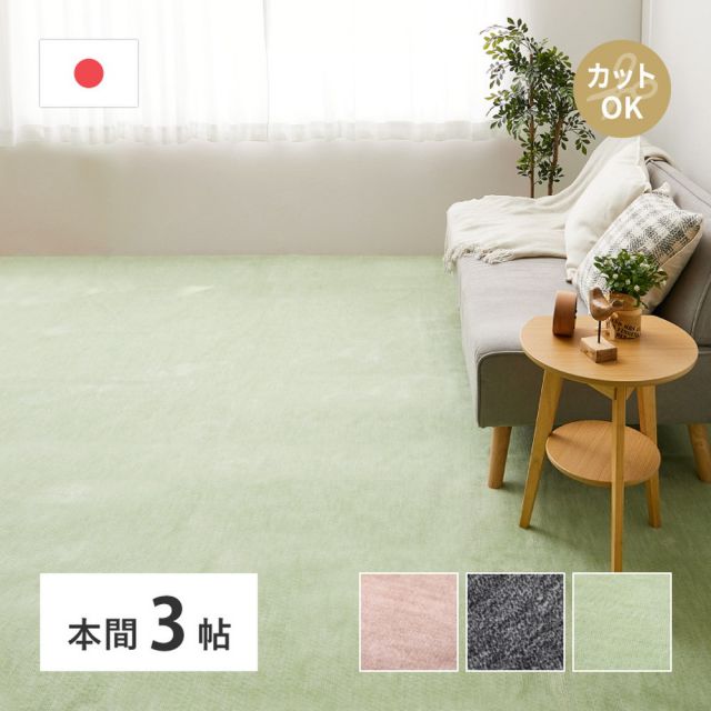 スーパSALE10倍＆4時間限定10％OFF 敷き詰めカーペット ラウム 本間3帖 3畳 フリーカット ペット 犬 猫 平織 シンプル いぐさ　たたみ