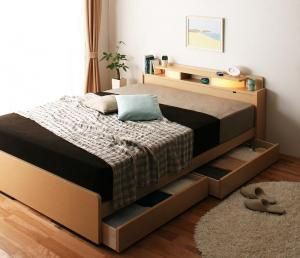 スーパSALE10倍＆4時間限定10％OFF 照明・棚付き収納ベッド ボンネルコイルマットレス付き シングル