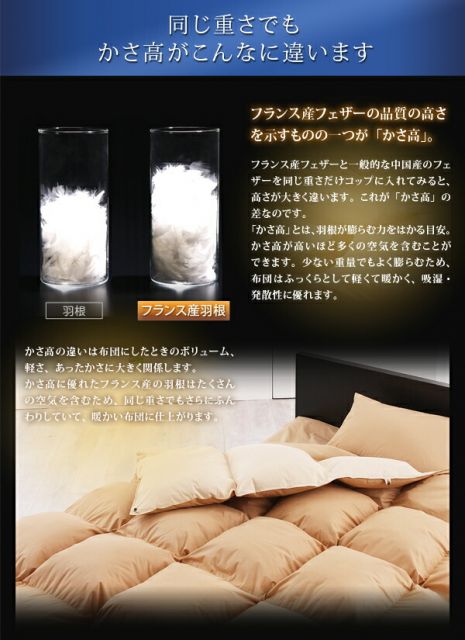 スーパSALE10倍＆4時間限定10％OFF MITAS寝具SELECT フランス産フェザー羽根布団8点セット ベッドタイプ Plume プルーム セミダブル8点セット