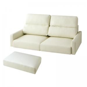 スーパSALE10倍＆4時間限定10％OFF フロアソファ フロアソファ ソファ＆オットマンセット スリム肘 ハイタイプ 2.5P