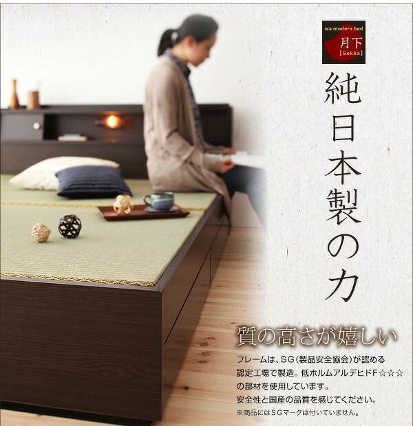 スーパSALE10倍＆4時間限定10％OFF 照明・棚付き畳収納ベッド シングル