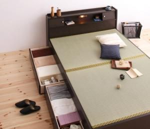 スーパSALE10倍＆4時間限定10％OFF 照明・棚付き畳収納ベッド ダブル