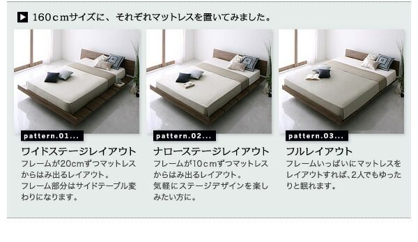 スーパSALE10倍＆4時間限定10％OFF モダンデザインローベッド マルチラススーパースプリングマットレス付き ナローステージ クイーン(SS×2） フレーム幅180