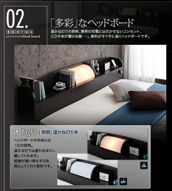 スーパSALE10倍＆4時間限定10％OFF 照明・コンセント付きフロアベッド マルチラススーパースプリングマットレス付き ダブル