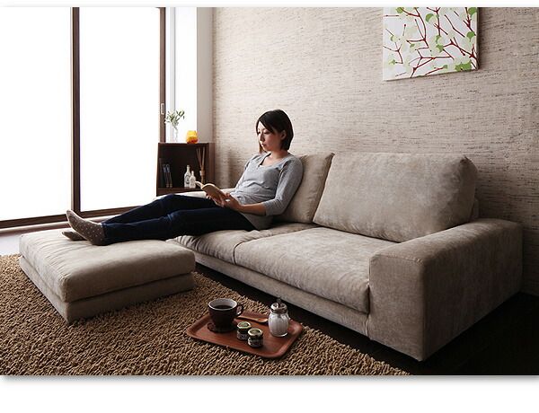 スーパSALE10倍＆4時間限定10％OFF フロアソファ カバーリングフロアソファ ソファ＆オットマンセット 2.5P