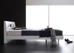 棚・コンセント付きデザインすのこベッド スタンダードボンネルコイルマットレス付き シングル