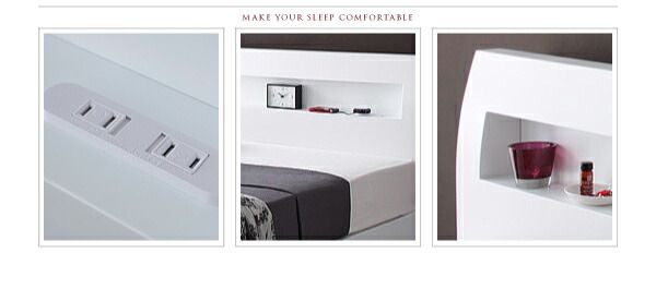 棚・コンセント付きデザインすのこベッド スタンダードボンネルコイルマットレス付き シングル