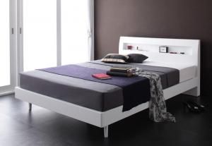 スーパSALE10倍＆4時間限定10％OFF 棚・コンセント付きデザインすのこベッド スタンダードポケットコイルマットレス付き シングル