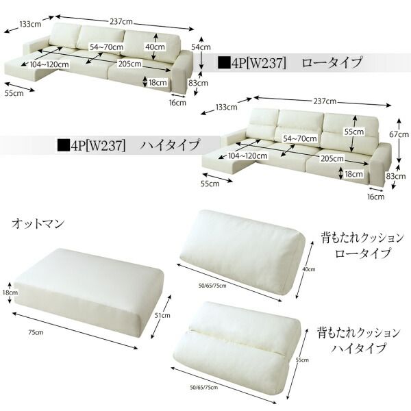 スーパSALE10倍＆4時間限定10％OFF フロアソファ フロアコーナーカウチソファ ソファ＆オットマンセット ロータイプ 3P