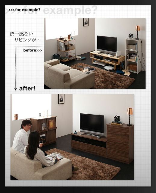 スーパSALE10倍＆4時間限定10％OFF リビング収納 チェスト キャビネット タンス テレビ台 シンプルモダンリビングシリーズ 2点セット(チェスト+フラップチェスト)