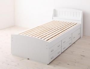 スーパSALE10倍＆4時間限定10％OFF カントリー調棚付きチェストベッド シングル
