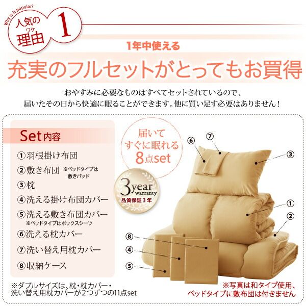 スーパSALE10倍＆4時間限定10％OFF MITAS寝具SELECT 布団セット 布団 ダブル カバー付き 来客用 掛け布団 枕 布団カバー ボックスシーツ 敷きパッド ベッドパッド 収納ケース 収納袋 セット 羽根布団 ふとん ふとんセット ベッド ベッドタイプ ダブル11点セット