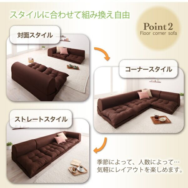 スーパSALE10倍＆4時間限定10％OFF フロアコーナーソファ ソファ3点セット 2P×2+コーナー