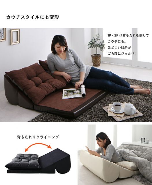 スーパSALE10倍＆4時間限定10％OFF フロアソファ 日本製 レイアウト ロースタイル フロアコーナーソファ 4点セット 2P×2+コーナー×2 こたつ カウチ レザー ブラック ホワイト 黒 白 3人掛け 2人掛け こたつソファ 合皮