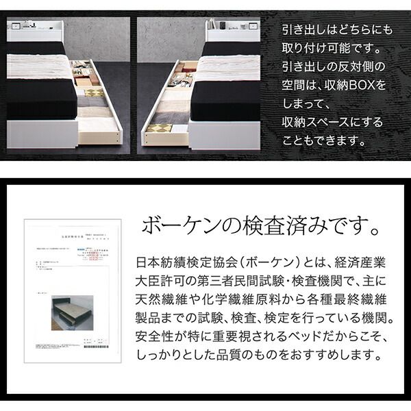 スーパSALE10倍＆4時間限定10％OFF 棚・コンセント付き収納ベッド プレミアムポケットコイルマットレス付き セミダブル
