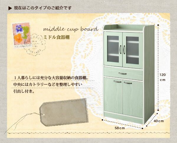 スーパSALE10倍＆4時間限定10％OFF キッチン収納 ミニキッチン収納シリーズ 食器棚 ミドル