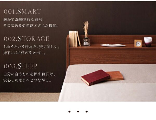 スーパSALE10倍＆4時間限定10％OFF 棚・コンセント付き収納ベッド スタンダードボンネルコイルマットレス付き ダブル