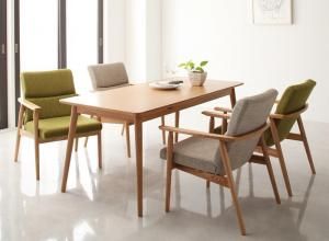 スーパSALE10倍＆4時間限定10％OFF ダイニングセット（テーブル&ソファ） 天然木北欧スタイルソファダイニング 4人 5点セット(テーブル+1Pソファ4脚) W160