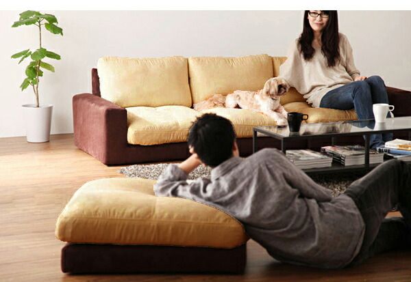 スーパSALE10倍＆4時間限定10％OFF フロアソファ カバーリングモジュールローソファ ソファ＆オットマンセット 1P×3