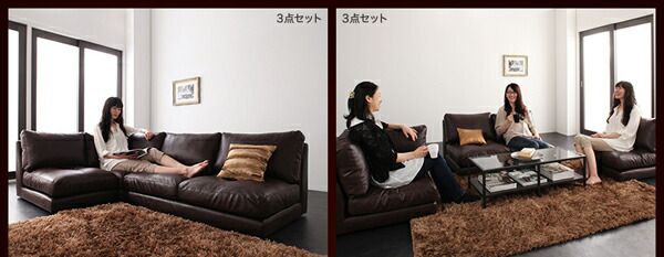 スーパSALE10倍＆4時間限定10％OFF フロアソファ モジュールローソファ ソファ2点セット 肘あり 1P×2